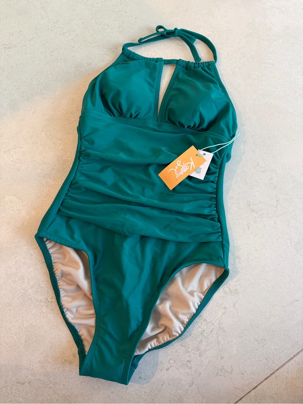 Teal Halter One-Piece Swimsuit